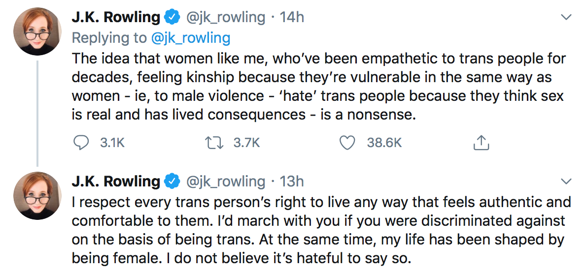 JK Rowling Anti-Tras Tweets Comments