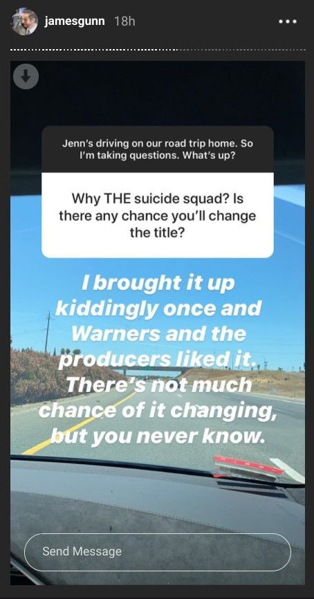 James Gunn discussing The Suicide Squad title on Instagram