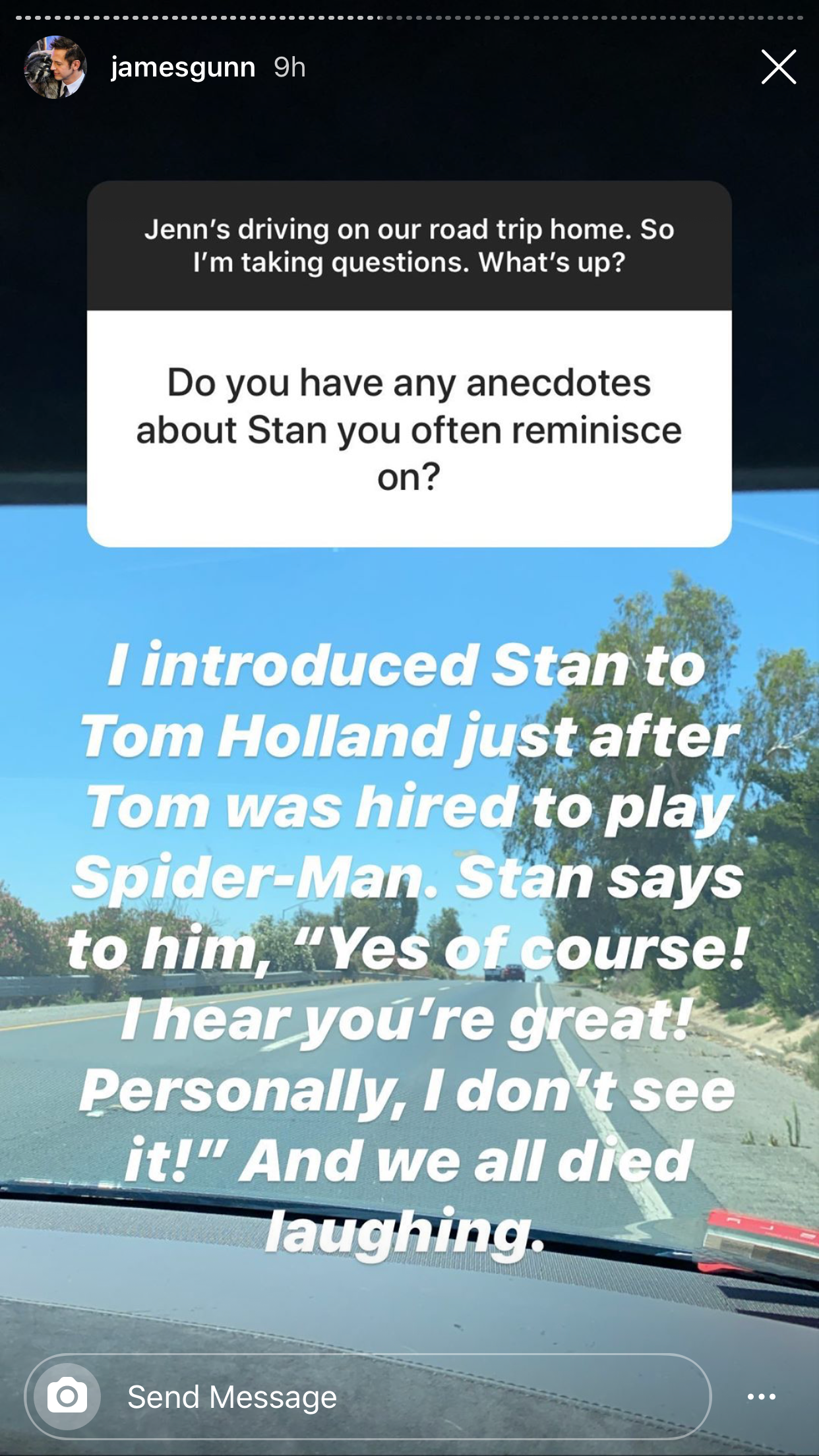 James Gunn introduces Tom Holland to Stan Lee from Instagram