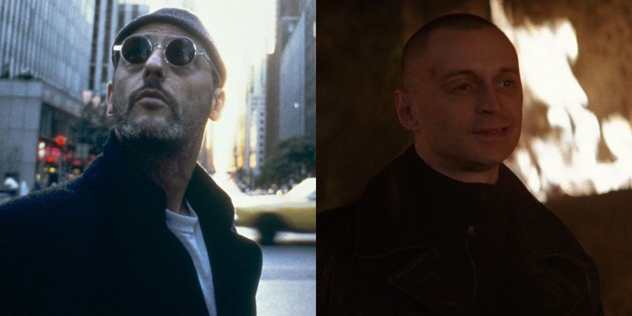 Split image of Jean Reno in Leon and Robert Carlyle in The World is Not Enough