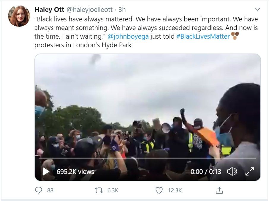 John Boyega BLM speech tweet 2 Haley Ott