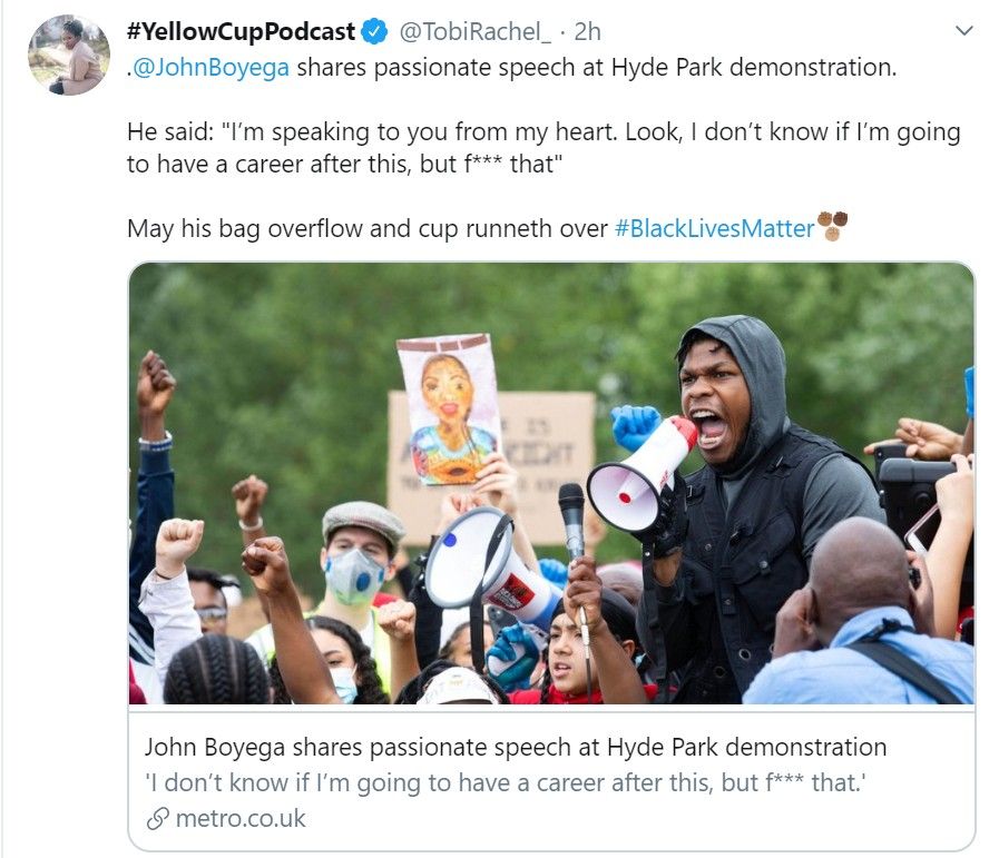 John Boyega BLM speech tweet 3 YelloCupPodcast