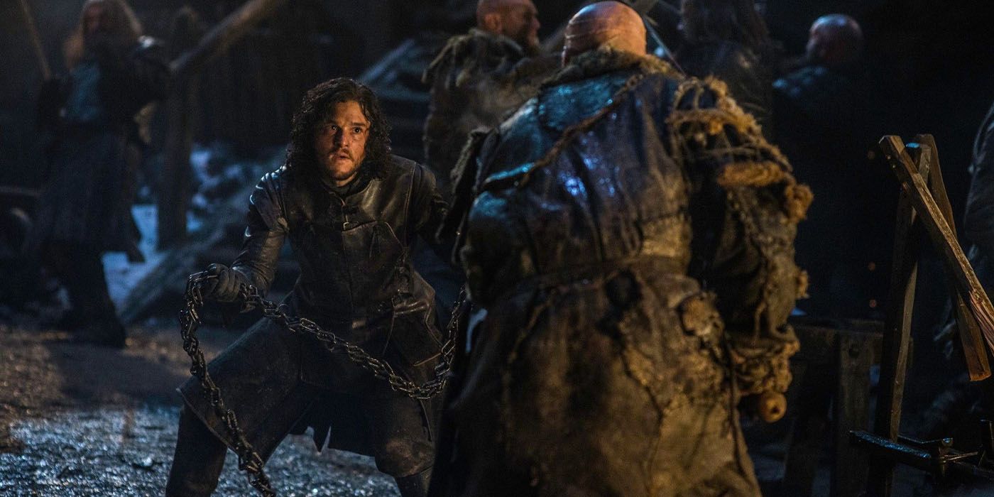 Jon fights a Wildling at Castle Black in Game of Thrones