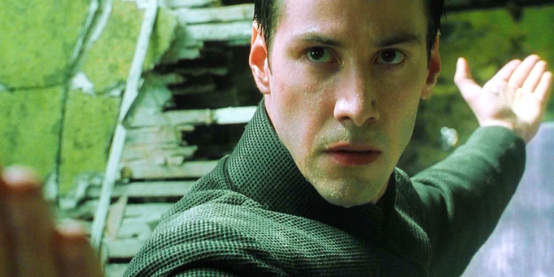 Neo in his signature pose in The Matrix 1999