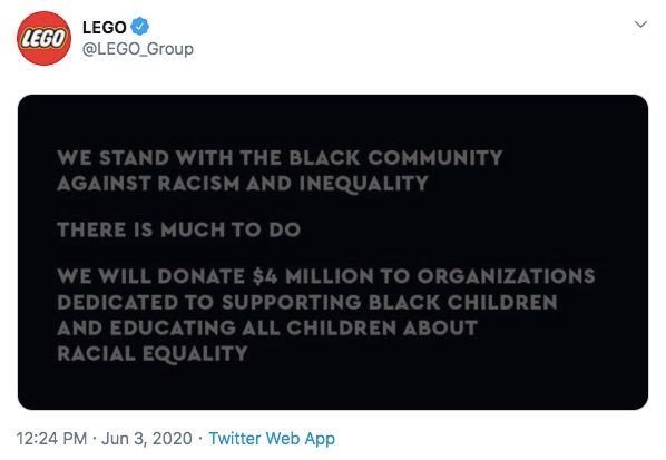 LEGO Pledges to Donate $4 Million For Black Lives Matter