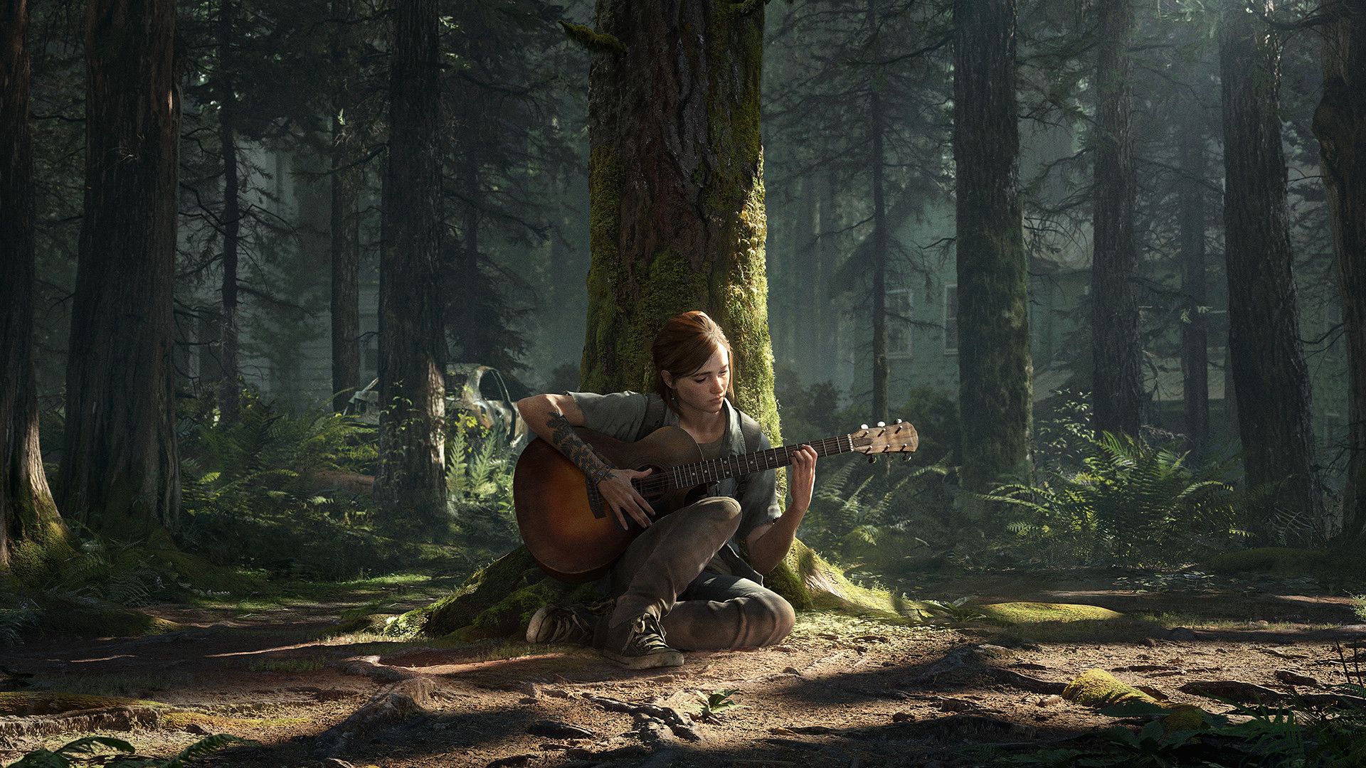 Ellie playing guitar in Last of Us 2 