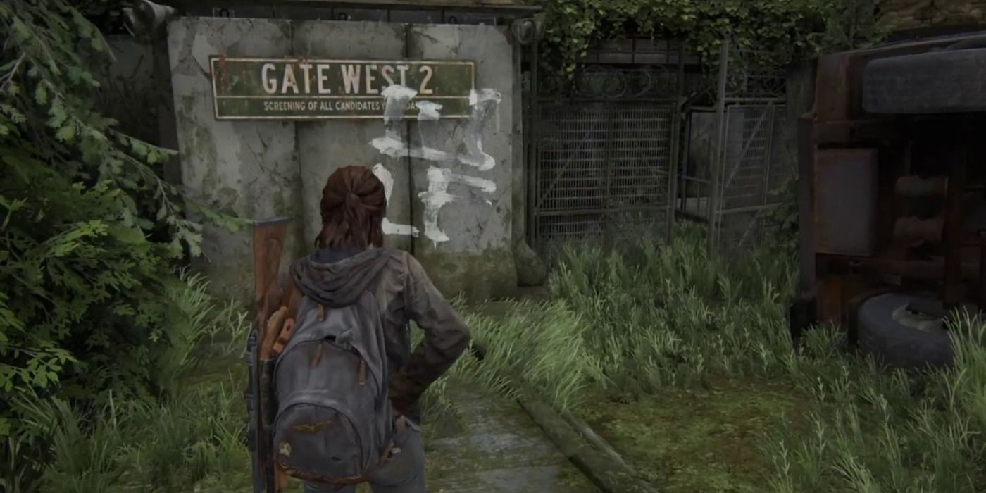 Ellie in Last of Us 2 looking at the West Gate 2 Entrance