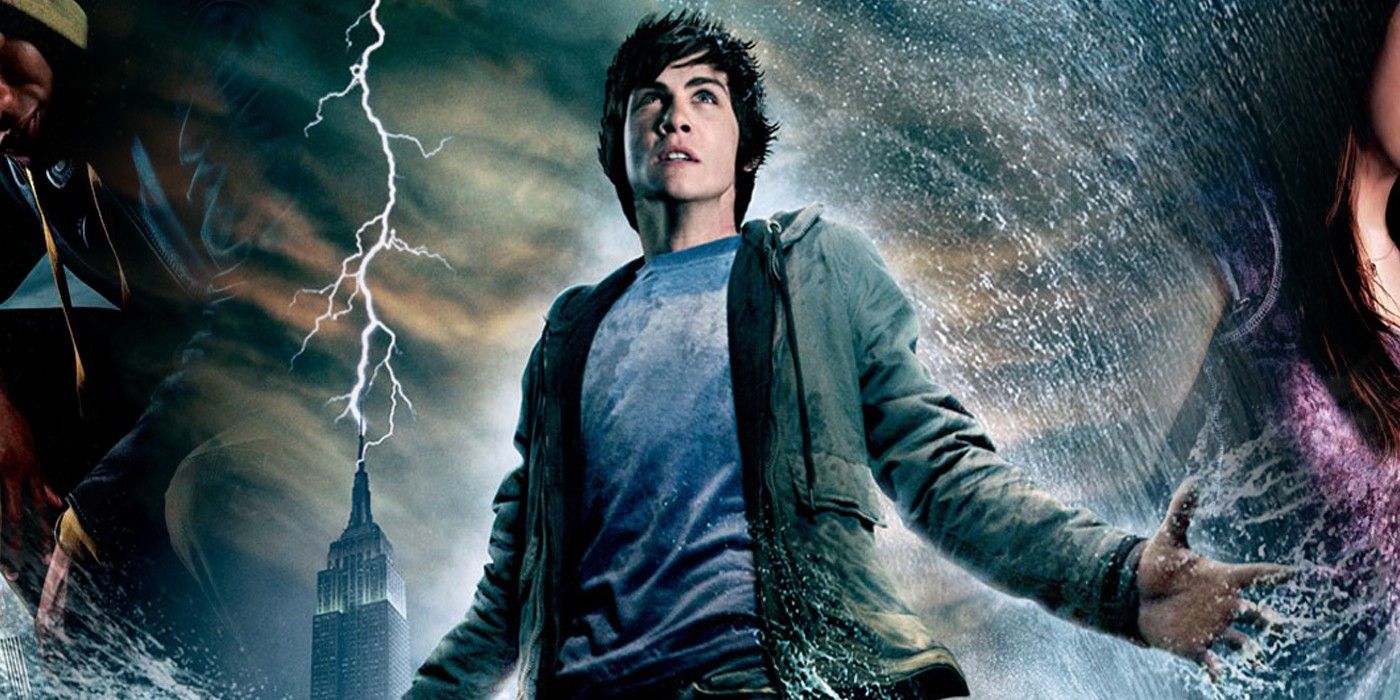 Logan Lerman in the middle of a storm in Percy Jackson movies
