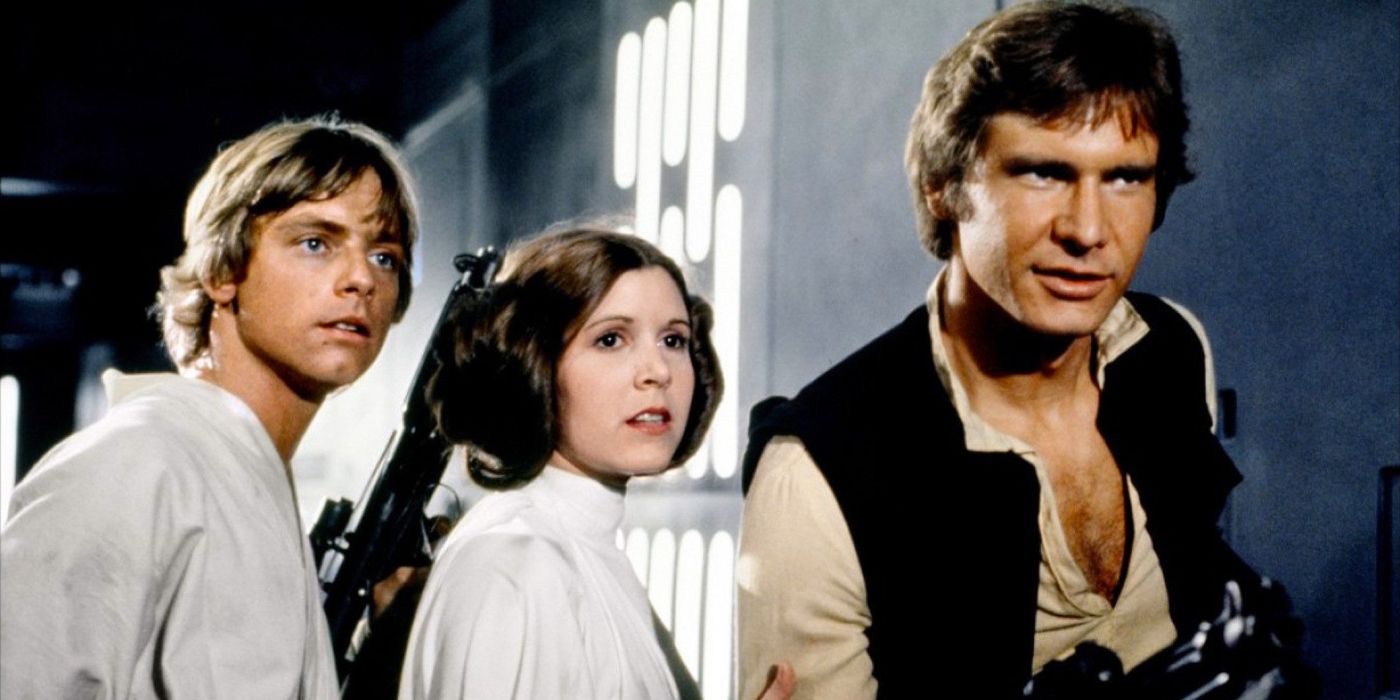 Luke, Han e Leia em Uma Nova Esperança