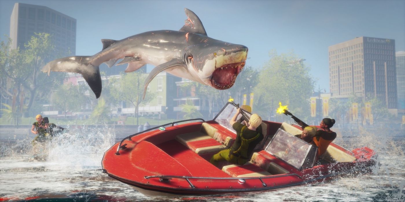 The shark attacking bounty hunters in Maneater (2020)