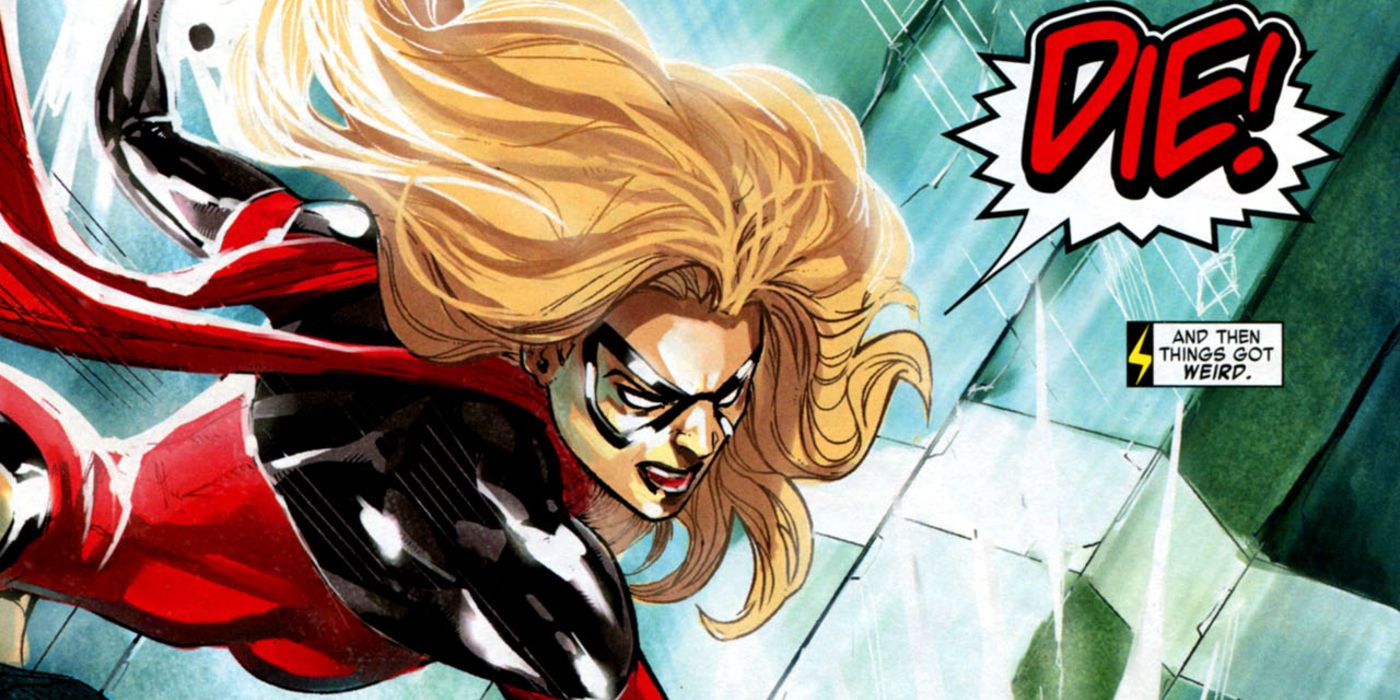 Moonstone fights Ms Marvel in Marvel Comics.