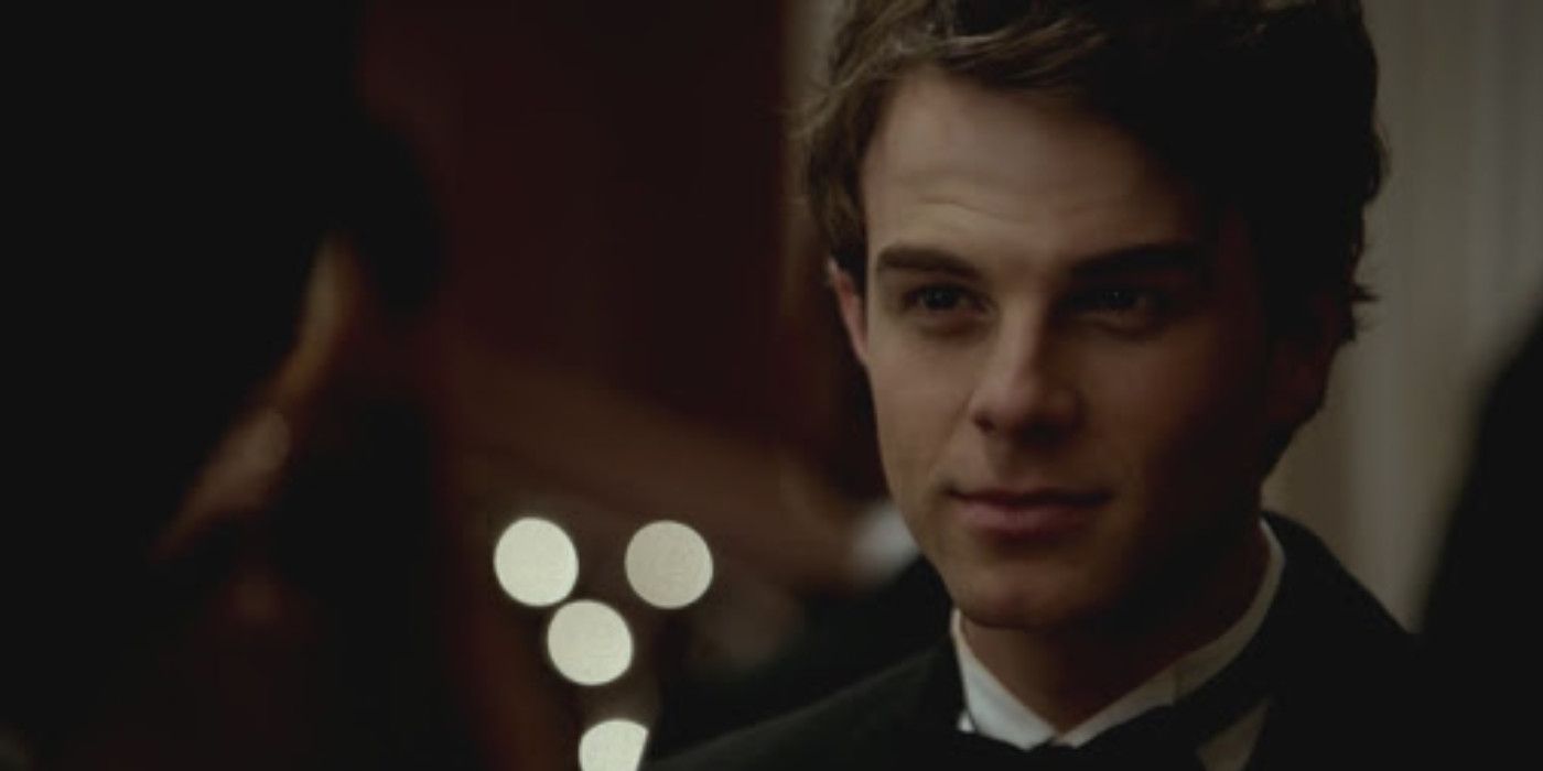Kol Mikaelson wearing a tuxedo and looking at someone