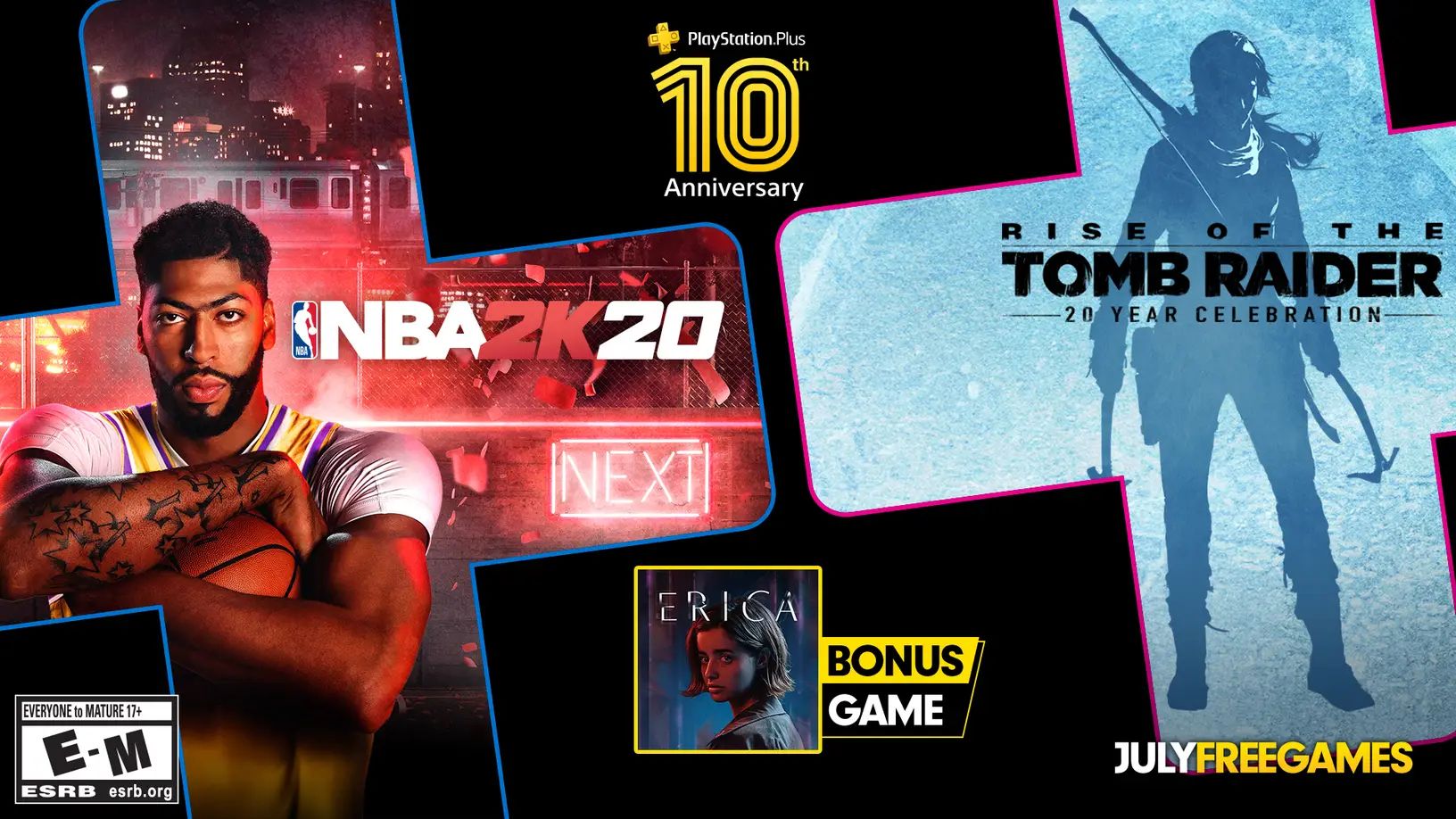 PS Plus Free Games NBA 2K20 Rise of the Tomb Raider Erica