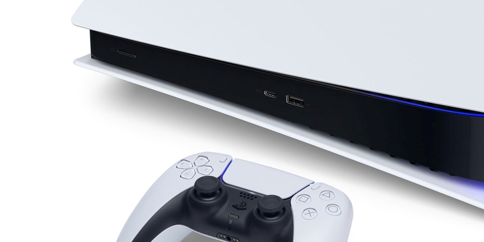 The PlayStation 5 console and its controller.