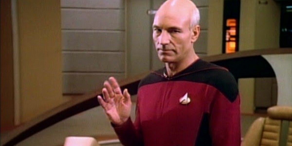 Patrick Stewart as Jean-Luc Picard in Star Trek Next Generation