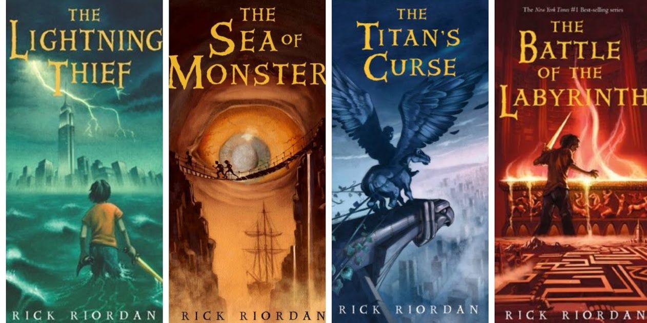 The covers of the Percy Jackson series