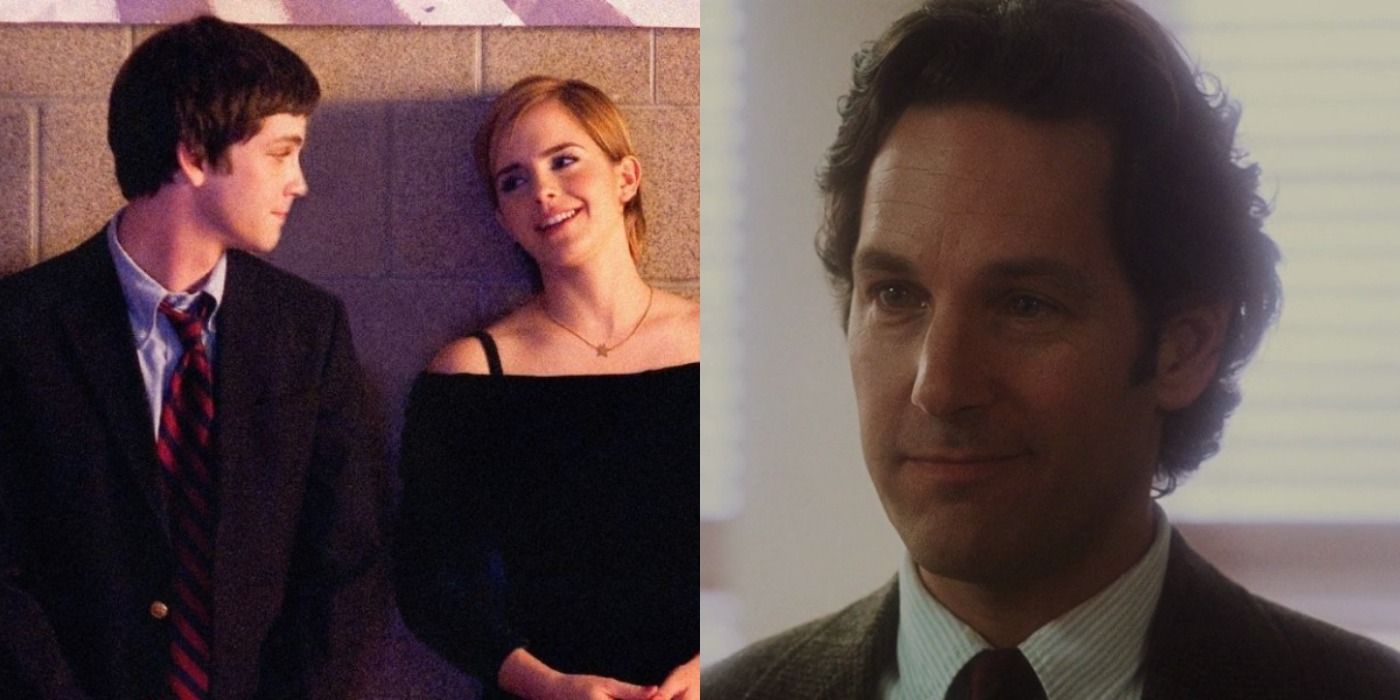 A split image showing Charlie and Sam, and Mr. Anderson in The Perks of Being a Wallflower.