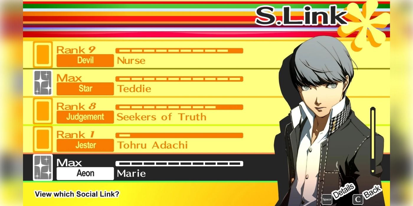 Persona 4 Golden s link menu