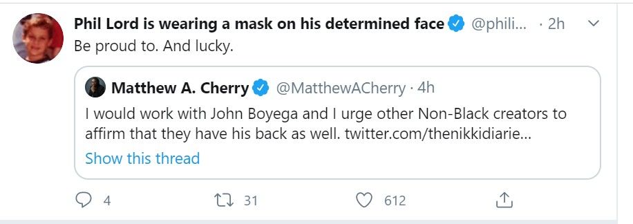 Phil Lord John Boyega tweet
