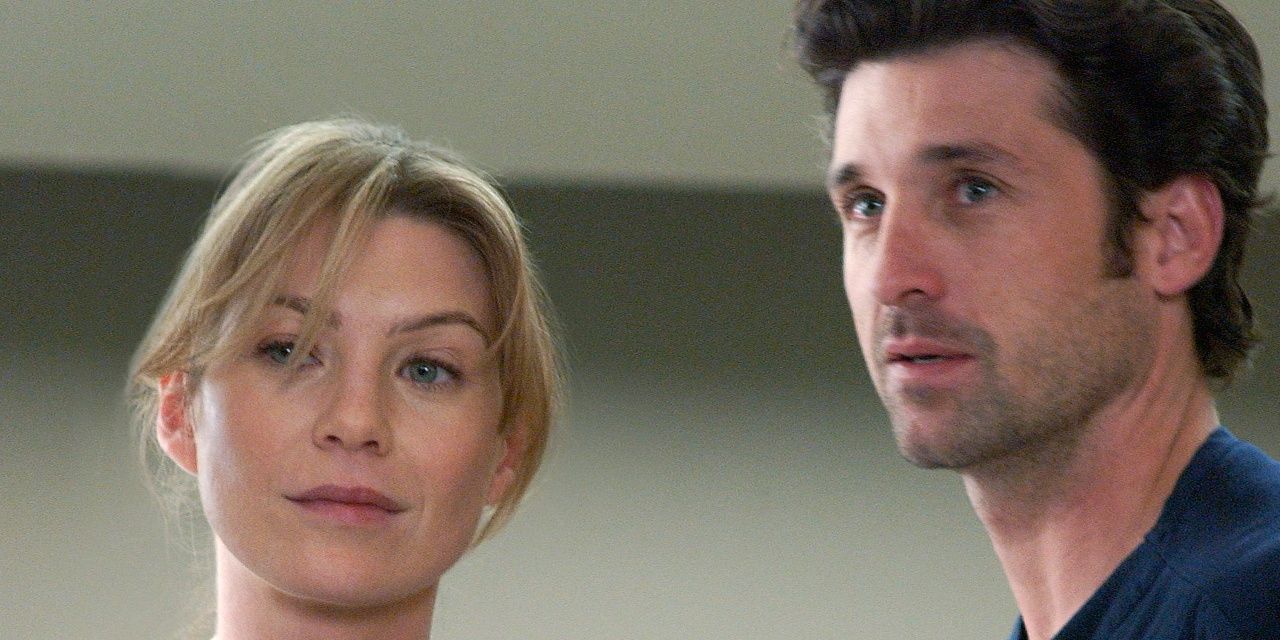Meredith and Derek look serious on Grey's Anatomy