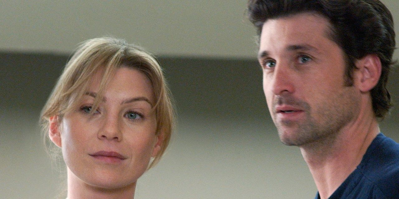 Meredith and Derek looking serious on Grey's Anatomy