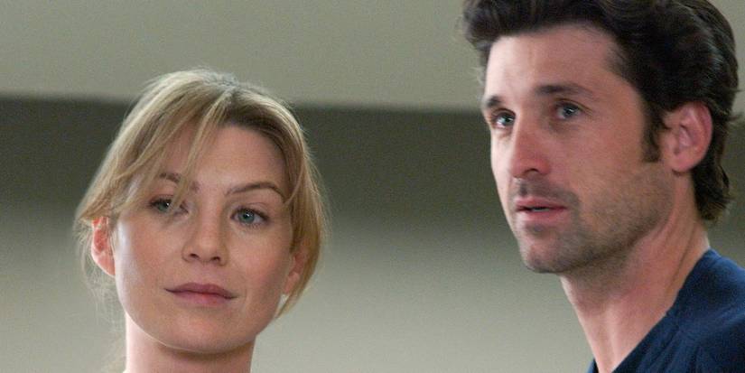 Meredith and Derek looking serious on Grey's Anatomy