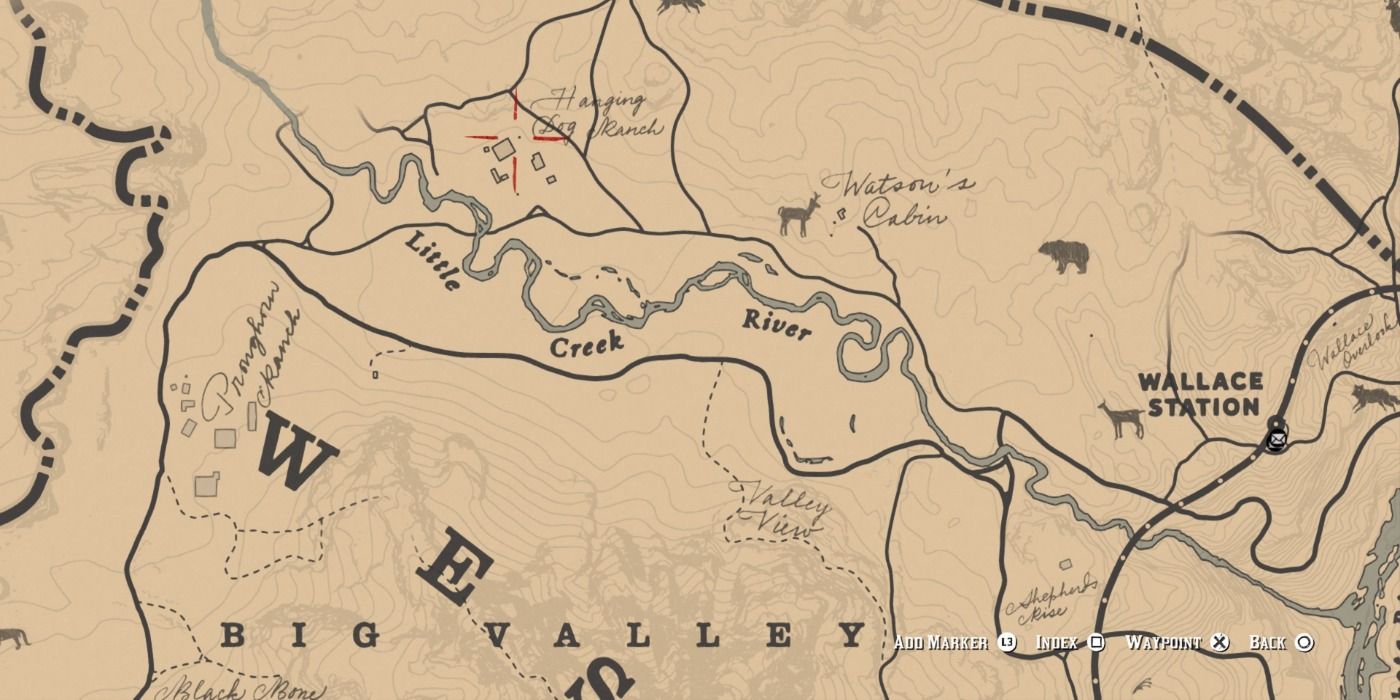 RDR2 Mapa do Rancho de Cachorros Enforcados