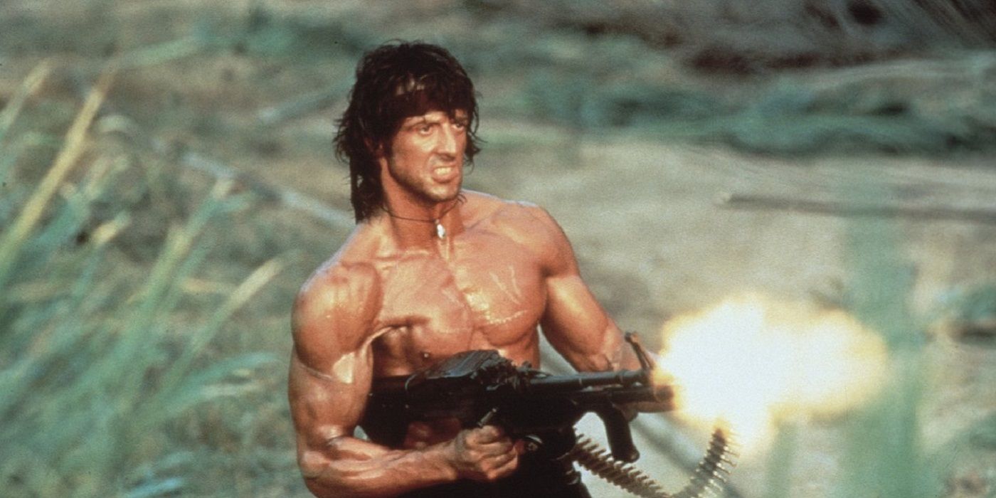Rambo fires a machine gun in Rambo