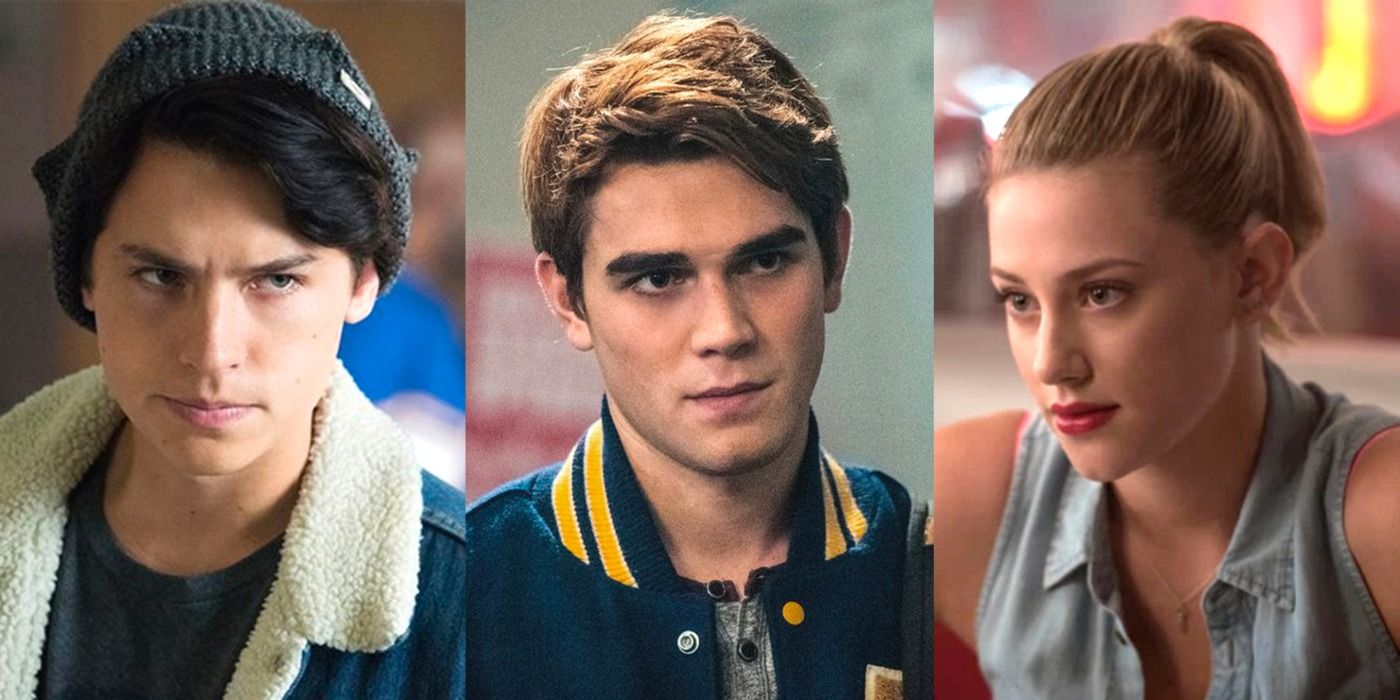 A split image displays Jughead, Archie, and Betty from Riverdale.