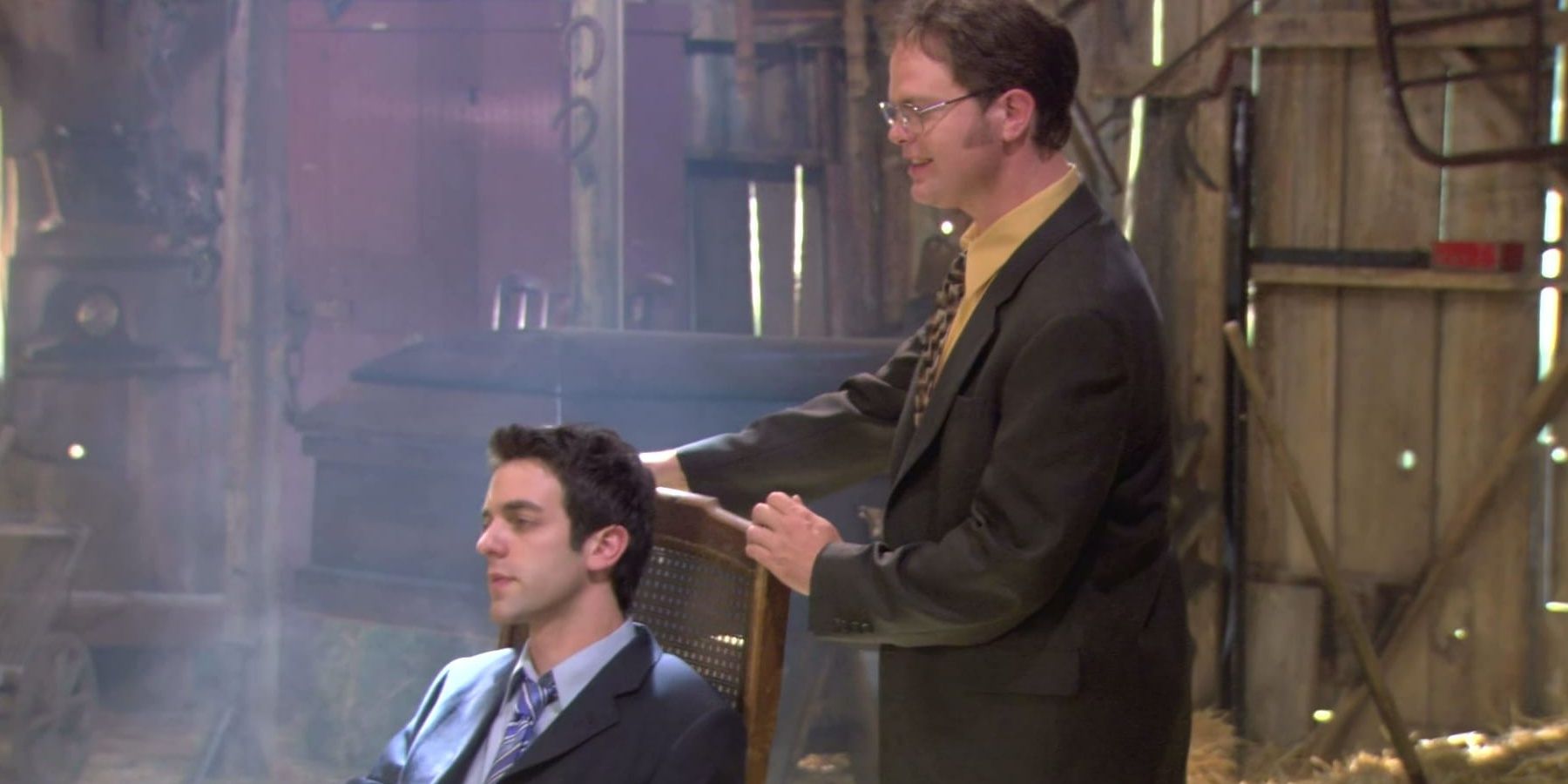 Ryan and Dwight at Dwight's farm in The Office