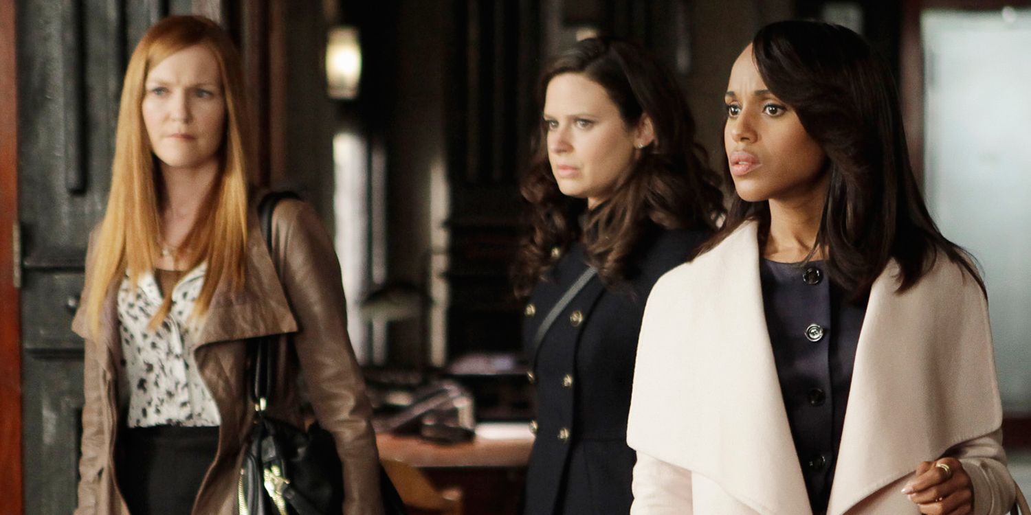 Abby, Quinn, and Olivia looking worried in Scandal