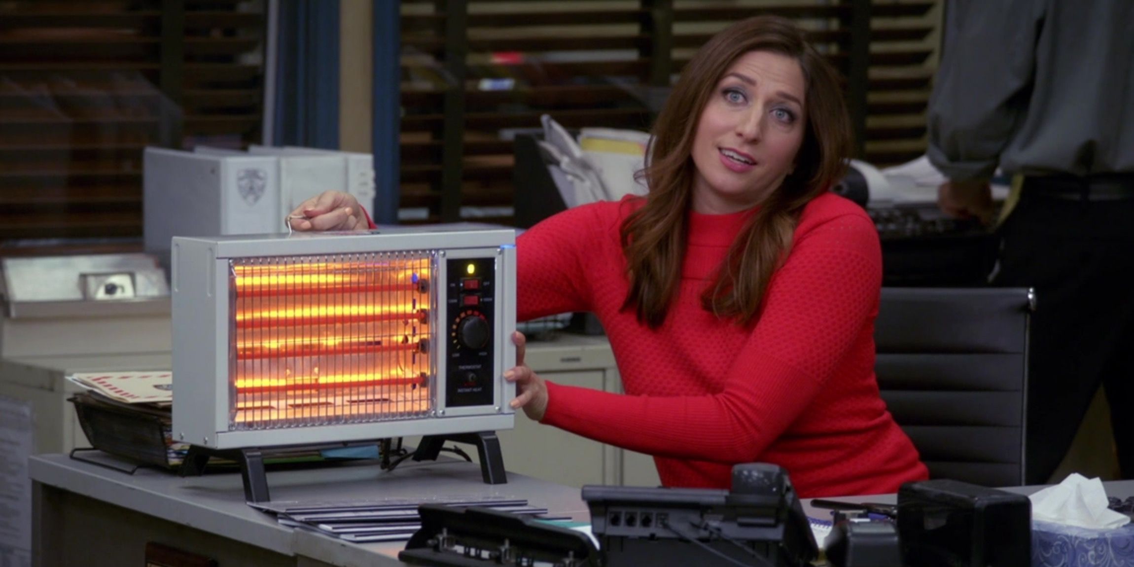 Gina Linetti with Space Heater from Brooklyn Nine Nine