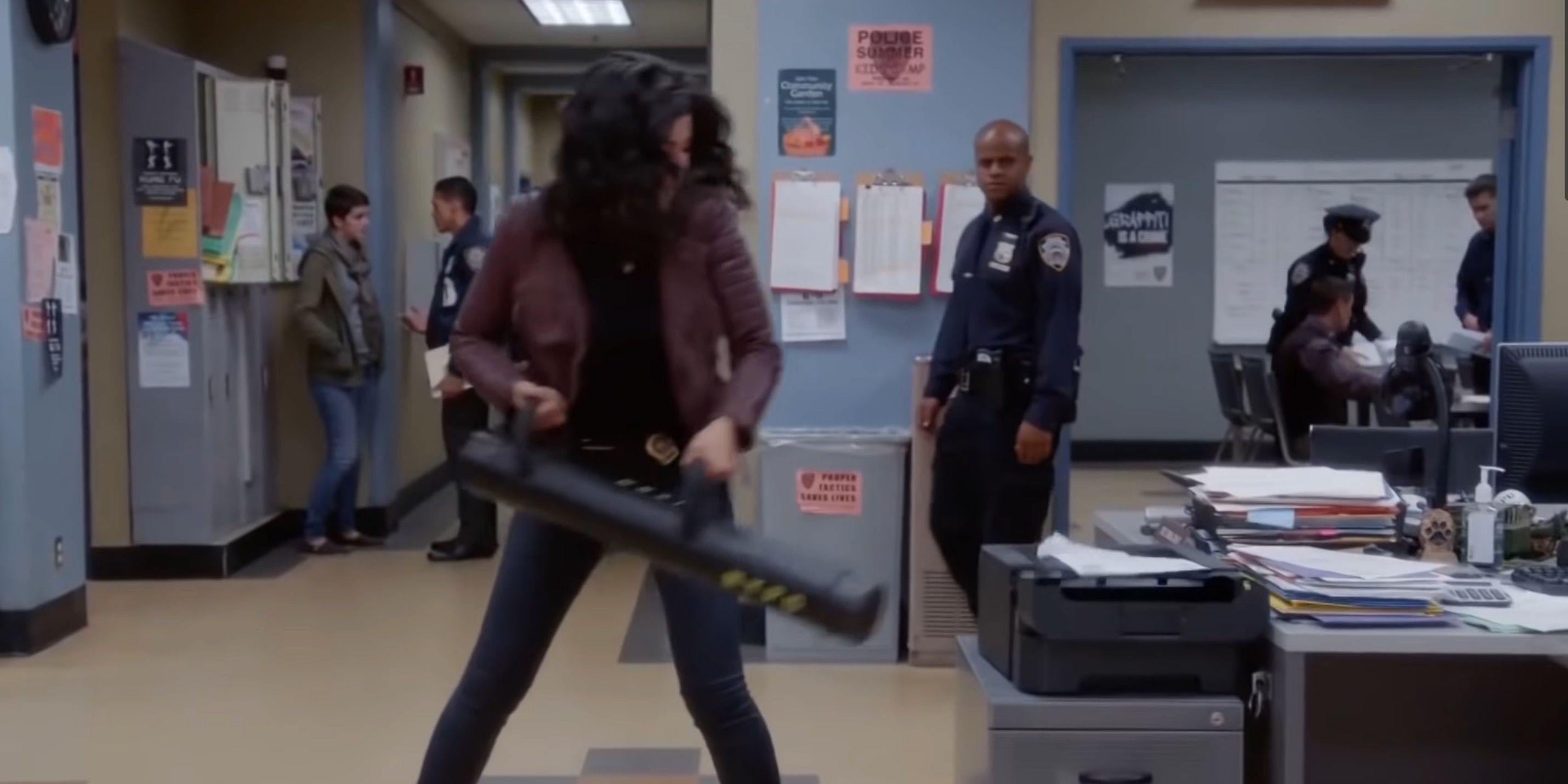 Rosa Diaz destroying a printer
