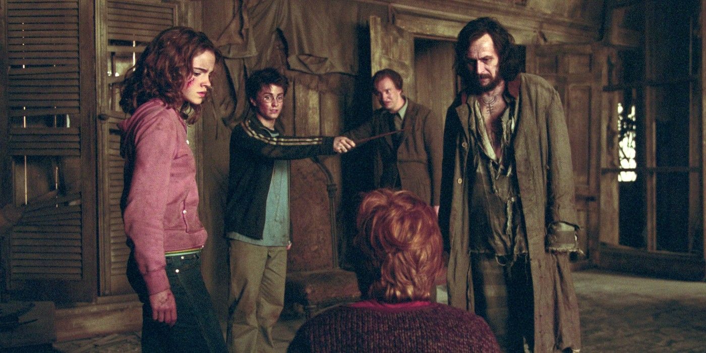 Harry, Hermione, Sirius and Lupin in the Shrieking Shack with Ron 