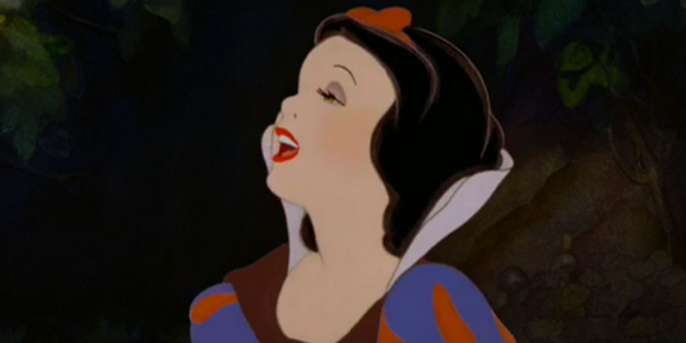 Snow White singing in the woods