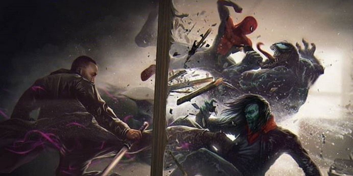 Spider-Man, Venom, Blade, Morbius Marvel Cinematic Universe Fan Art
