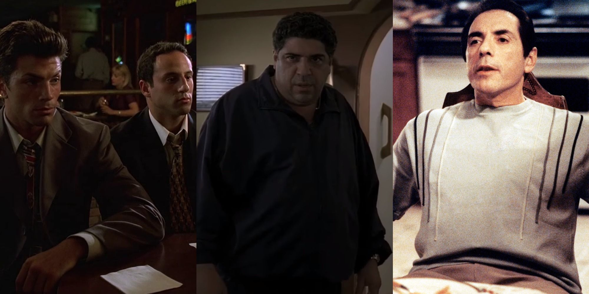 Split image of Matthew, Salvatore and Richie from The Sopranos season 2