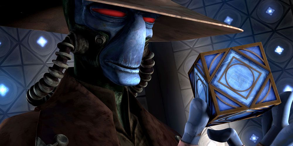 Cad Bane with a holocron in Star Wars 