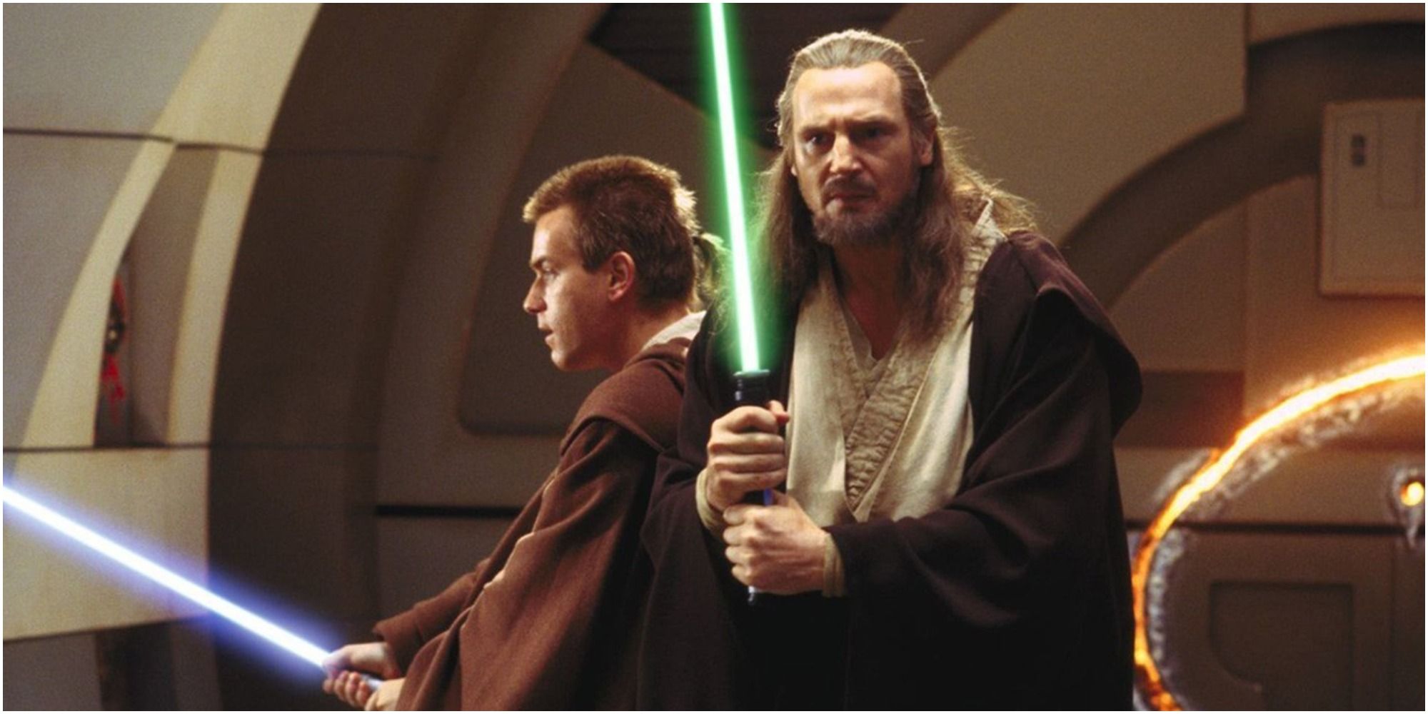 Obi Wan and Qui-Gon with lightsabers