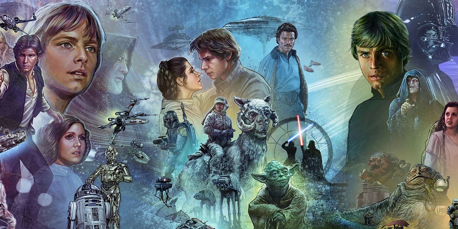 Mural pintado da trilogia original de Star Wars