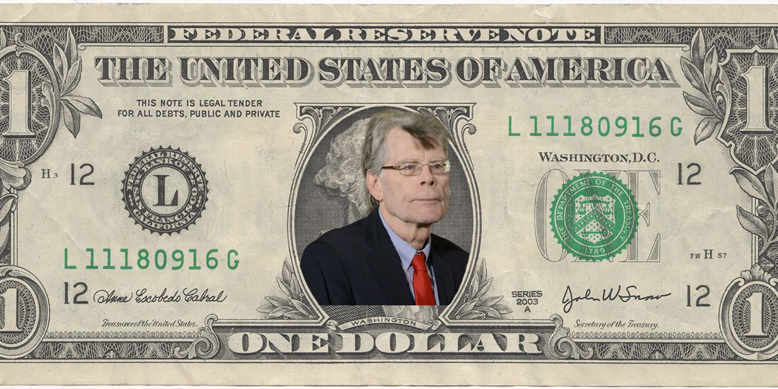 Stephen King One Dollar Bill