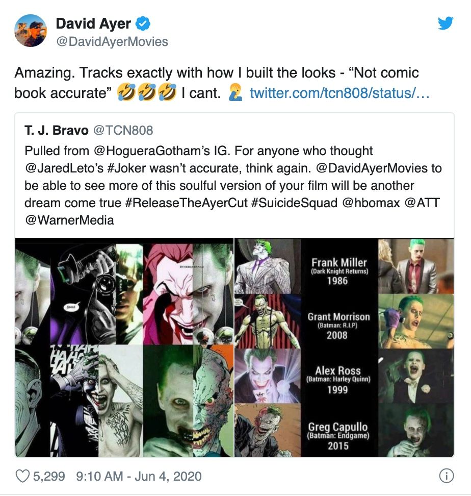 Suicide Squad Jared Leto Joker Comics Accurate tweet