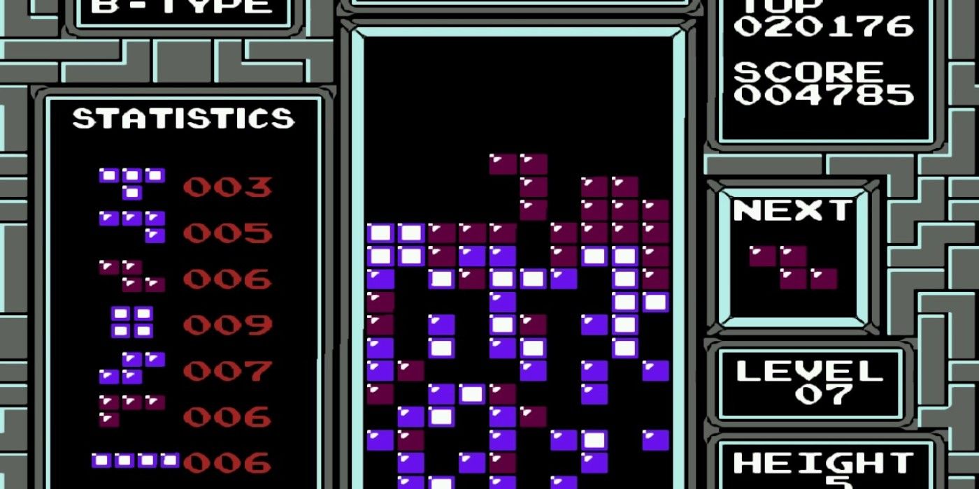 Screenshot of classic Tetris from NES