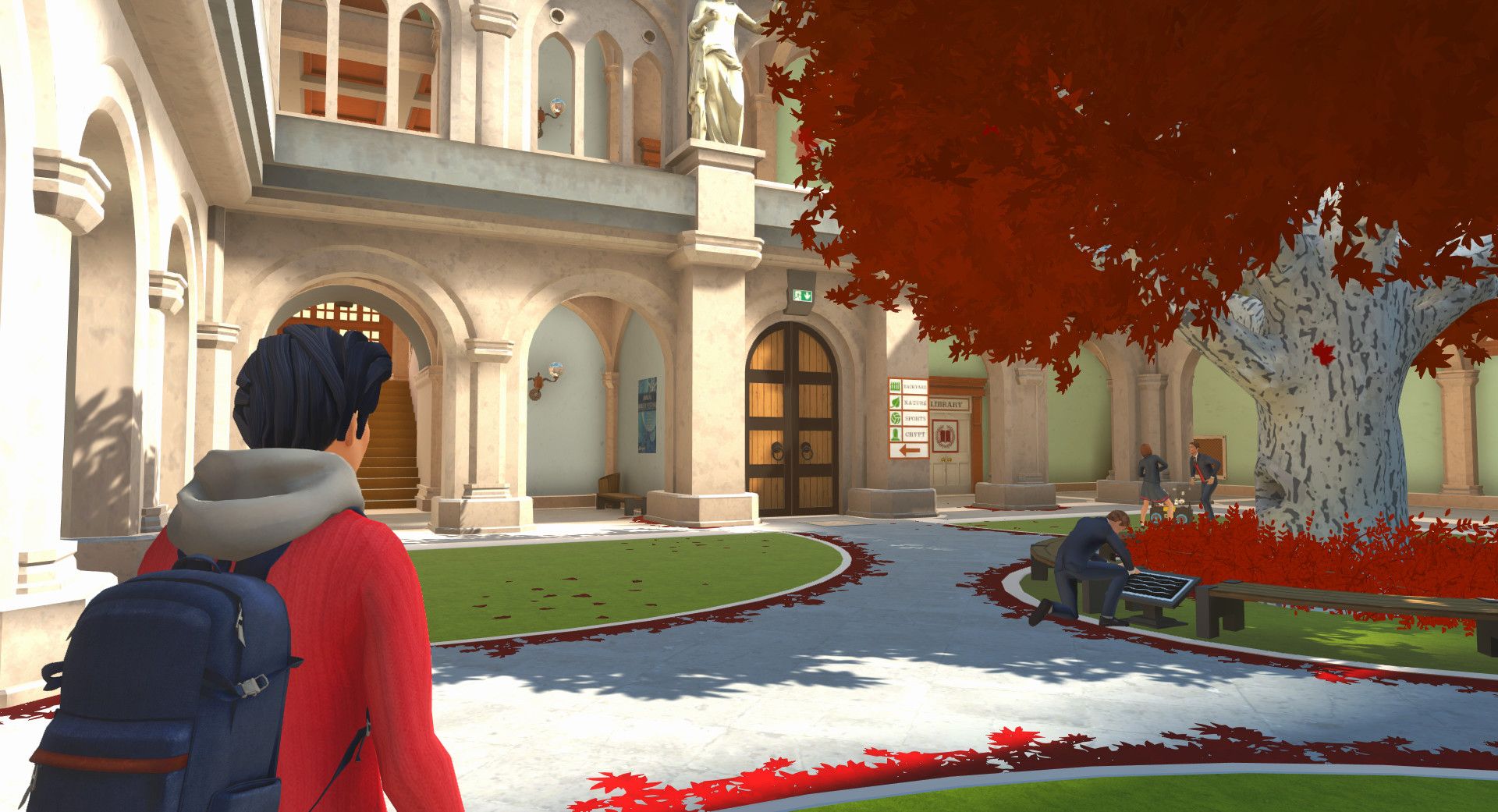 Sam walks onto the Academy campus the first time in The Academy: The First Riddle