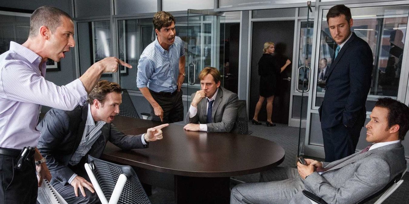 Bankers yelling at each other in The Big Short