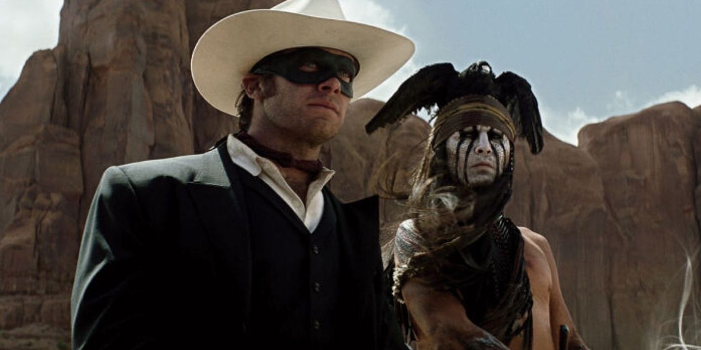 Armie Hammer and Johnny Depp in the desert in The Lone Ranger
