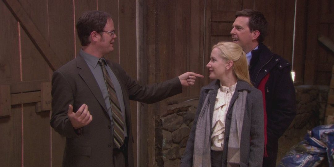 Dwight and Angela getting married at Dwight's farm