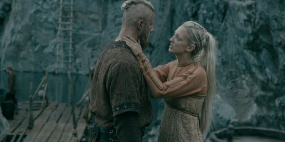 Torvi embraces Bjorn after killing Erlendur in Vikings 