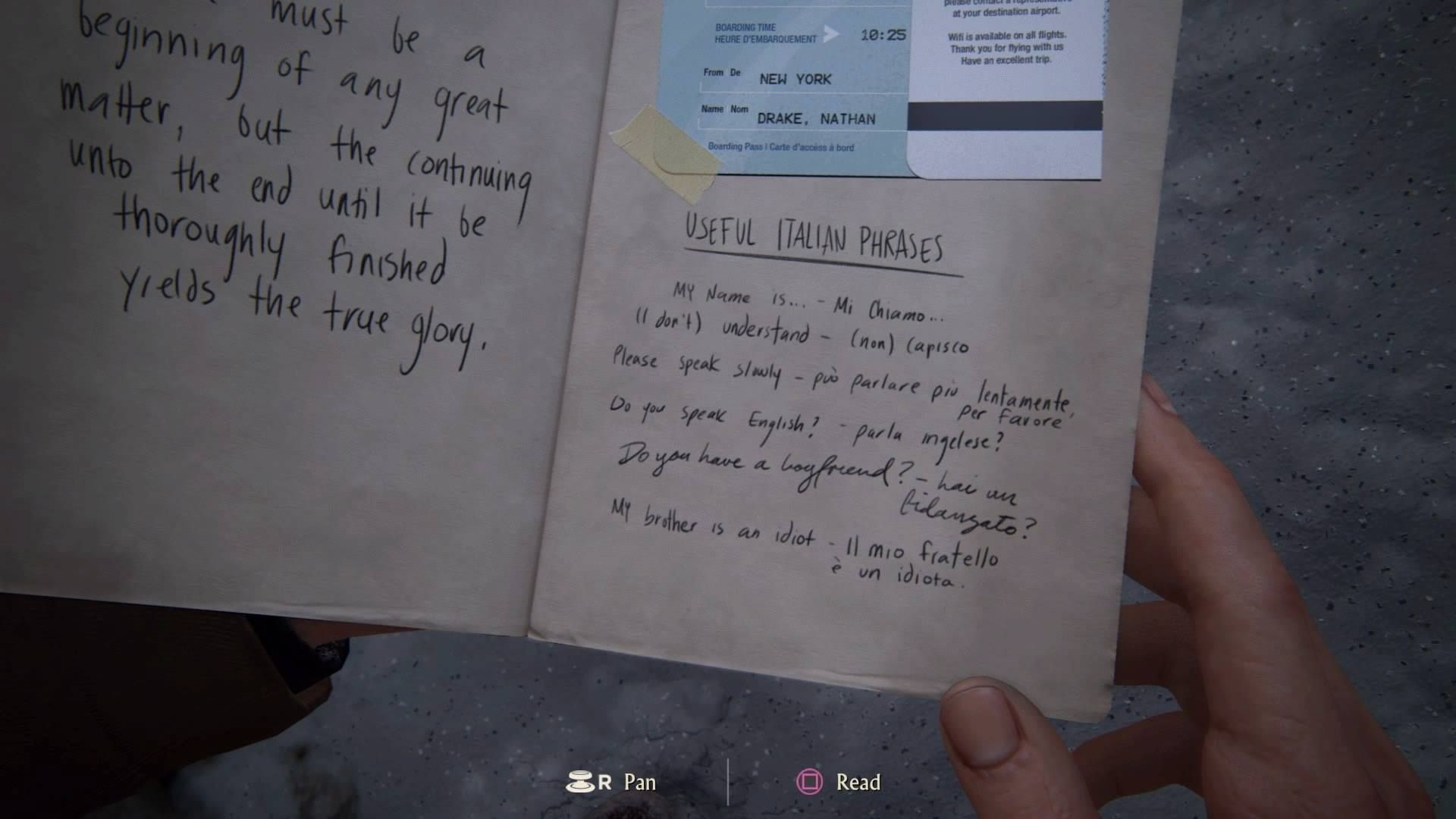 Uncharted 4 Journal entry by Nathan Drake 