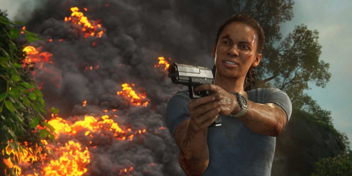 Nadine Ross aims her gun in The Lost Legacy